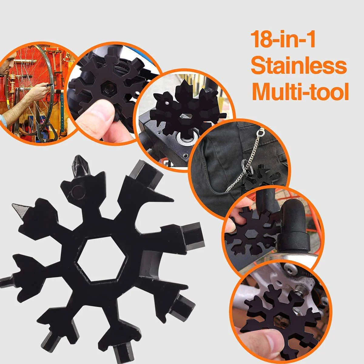 18-in-1 Stainless Steel Multi-Tool Snowflakes
