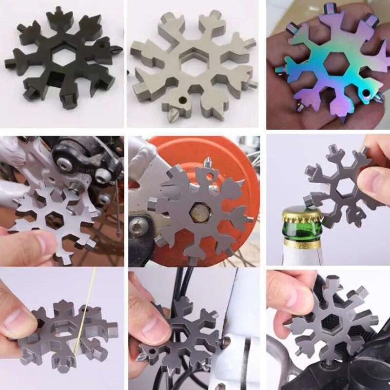 18-in-1 Stainless Steel Multi-Tool Snowflakes