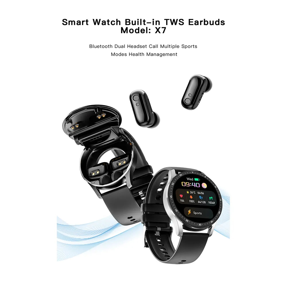 Smart Watch with Earbuds 2 in 1